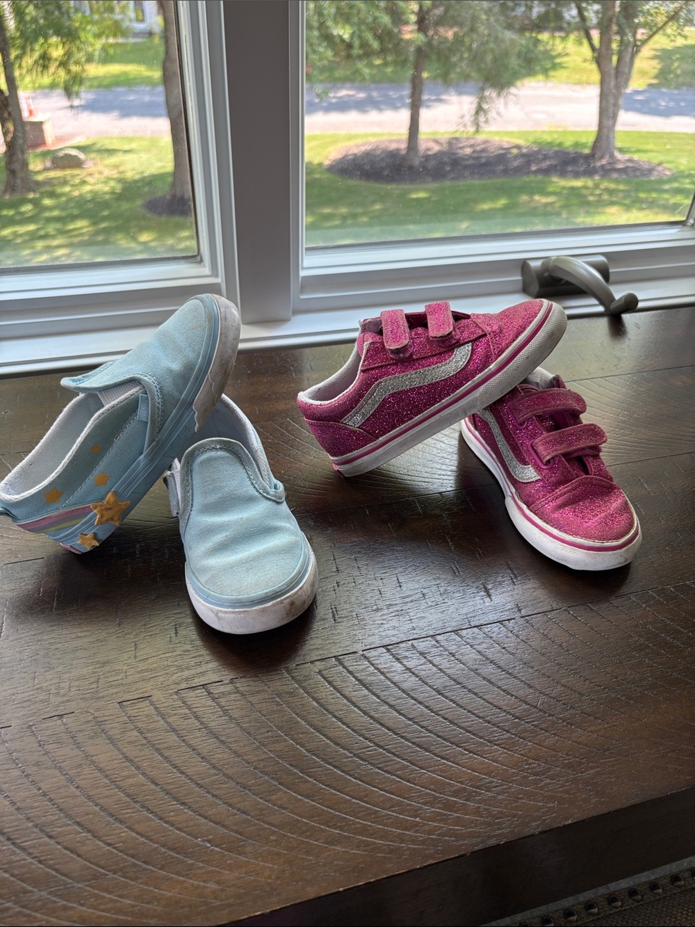 Vans Kids Pink Glitter Hook-and-Loop Sneakers